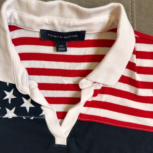 Tommy Hilfiger Red and White Striped Polo - Picture 4 of 6